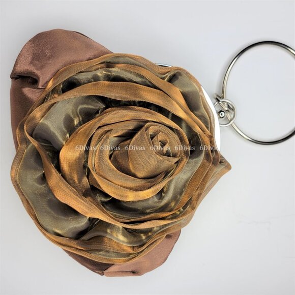 Brown Satin Evening Purse with Round Handle Holder - Host Pick! - Picture 6 of 6